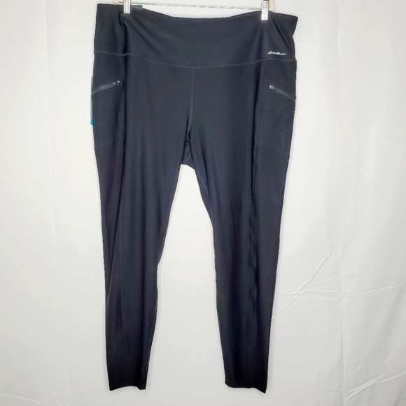 Eddie Bauer Trail Tight Leggings Sz 2X Black Zip Pockets Pull-on Activewear NEW - Picture 1 of 11